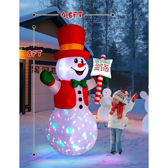 🆕8ft Christmas Inflatables Greeting Gentleman Snowman Outdoor Decorations - Picture 4 of 9